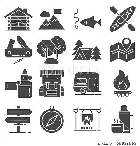 Leisure and outdoor recreation activities icon set Leisure and outdoor recreation activities icon set 59953995