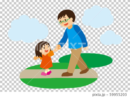 父と娘の散歩のイラスト素材 父と娘の散歩のイラスト素材
