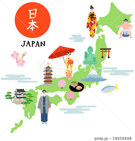 日本地図 イラストマップのイラスト素材