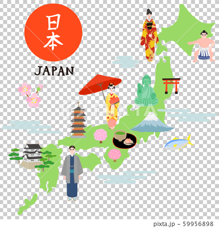 Japan Map Illustration Map Stock Illustration