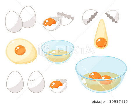 卵を割るイラストセットのイラスト素材