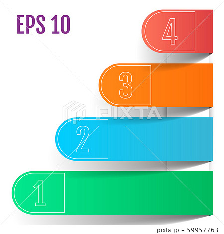 Four color business infographics, paper rounded arrows. 59957763