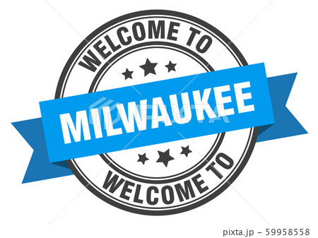 Milwaukee stamp. welcome to Milwaukee blue sign 59958558