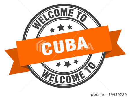 Cuba stamp. welcome to Cuba orange sign Cuba stamp. welcome to Cuba orange sign 59959289