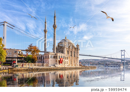 Beautiful Ortakoy Mosque and the Bosporus, Beautiful Ortakoy Mosque and the Bosporus, 59959474