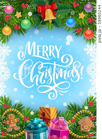 Christmas tree and gifts garland with Xmas bell 59960244