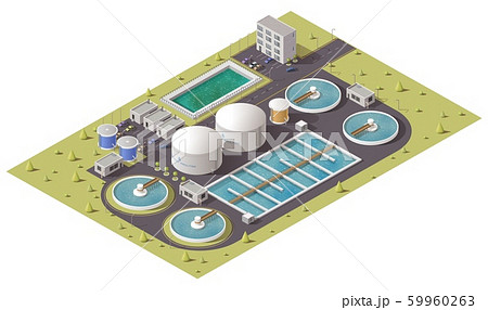 Waste water treatment plant isometric icon 59960263