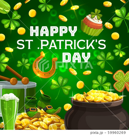 Patricks day celebration, pot of gold and drum 59960269