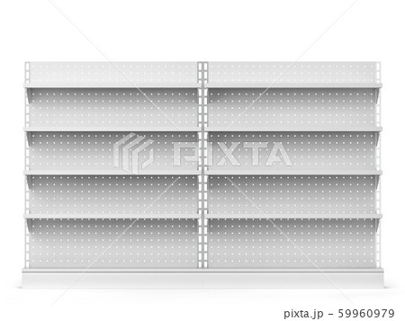 Empty market shelves mockup Empty market shelves mockup 59960979