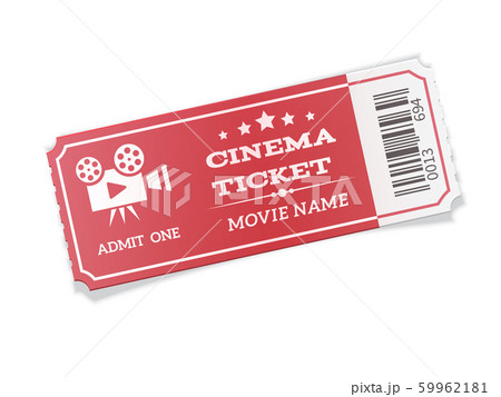 Realistic modern red movie ticket isolated on white background. Realistic modern red movie ticket isolated on white background. 59962181