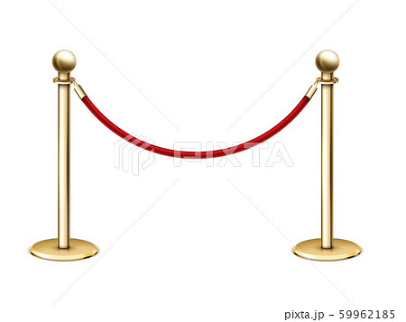 Vector Realistic Golden Barrier Rope Barrier のイラスト素材