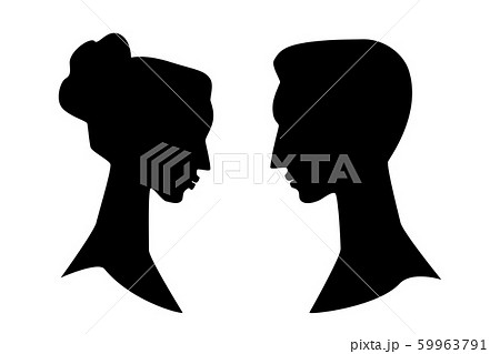 Man and woman side profile head silhouettes 59963791