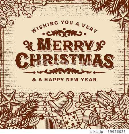 Merry Christmas Vintage Card Brown Merry Christmas Vintage Card Brown 59966025