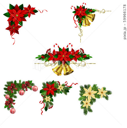 Christmas decorations with fir tree golden jingle bells 59966178