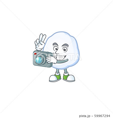 a professional Photographer snowball cartoon character with a camera 59967294