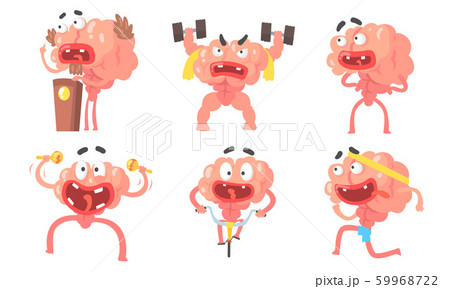 Humanized cartoon brain with a big mouth. Vector illustration. Humanized cartoon brain with a big mouth. Vector illustration. 59968722