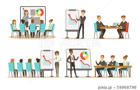 Men and women in the office at the meeting. Vector illustration. 59968796