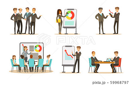 Managers at a meeting in the office. Vector illustration. 59968797