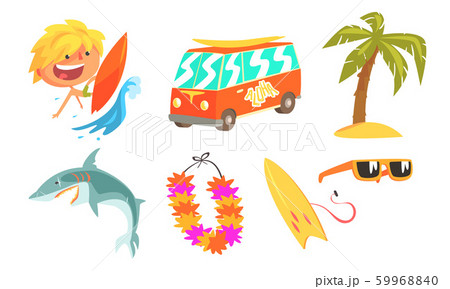 Collection of summer holiday symbols. Vector illustration. Collection of summer holiday symbols. Vector illustration. 59968840