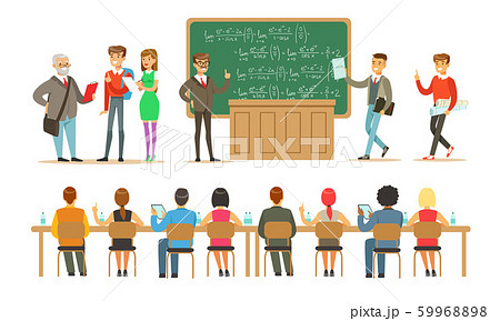 Students in the classroom communicate and study. Vector illustration. Students in the classroom communicate and study. Vector illustration. 59968898