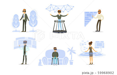 Men with virtual reality glasses. Vector illustration. 59968902