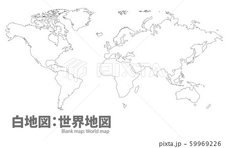 世界地図 高画質ベクター 白地図 ワールドマップ のイラスト素材