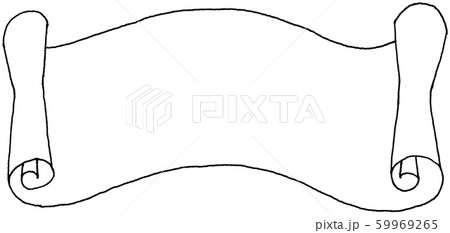 横長の紙 コピースペース フレーム 手描き アナログイラスト 線画 のイラスト素材