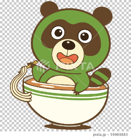 Green raccoon in udon bowl 59969883