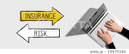 Insurance or risk with person using laptop 59970389