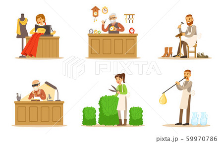 Men And Women In Different Handicraft Professions Vector Illustration Set Isolated On White Background Men And Women In Different Handicraft Professions Vector Illustration Set Isolated On White Background 59970786