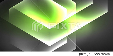 Neon color hexagon shapes, lines on black background. Modern template for web backdrop design. Abstract geometric frame 59970980
