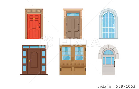 Colored Entrance Door Vector Set. Interior Design Concept Colored Entrance Door Vector Set. Interior Design Concept 59971053