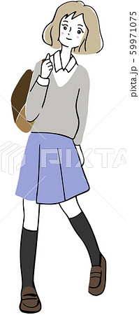 カバンを持っている制服の女の子のイラスト素材