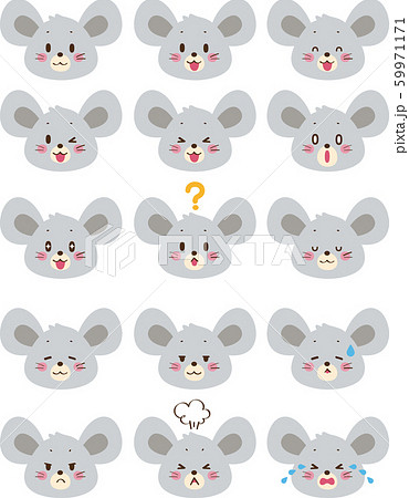 ネズミの表情セットのイラスト素材
