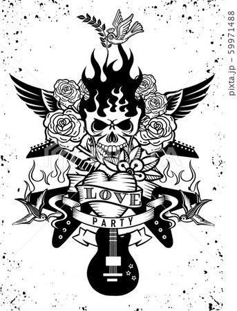 vector illustration with an electric guitar and 59971488