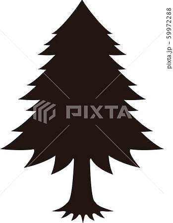 クリスマスツリー もみの木 シルエット 影絵 切り絵のイラスト素材