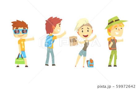 Young Tourist Characters Wearing Comfy Outfit Vector Illustrations Young Tourist Characters Wearing Comfy Outfit Vector Illustrations 59972642