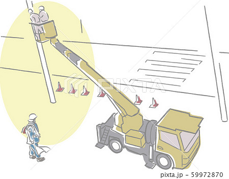 電気工事をする作業員のイラスト素材