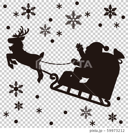 クリスマス ソリにのったサンタクロース トナカイ シルエット 影絵 切り絵のイラスト素材 59973212 Pixta