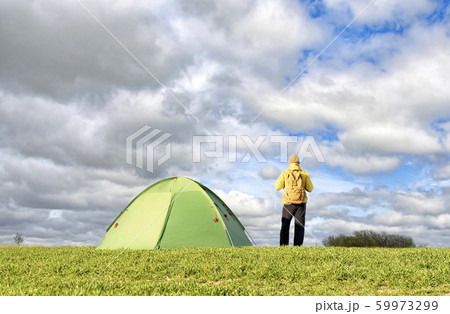 tourist pitch a tent tourist pitch a tent 59973299