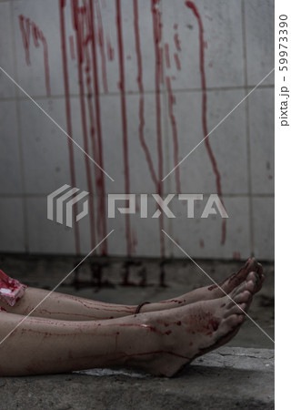 Leg of Ghost woman or Zombie with bloody Leg of Ghost woman or Zombie with bloody 59973390