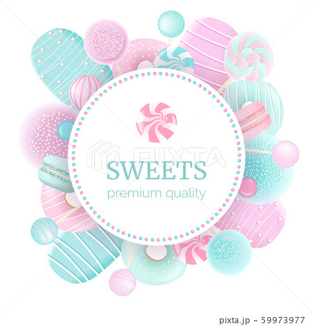 Confectionery set. Round label badge sweets 59973977