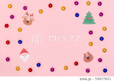 New Year, Christmas frame. Multicolored shiny 59977651