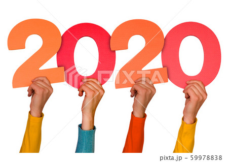 Hands with colorful numbers shows year 2020 Hands with colorful numbers shows year 2020 59978838