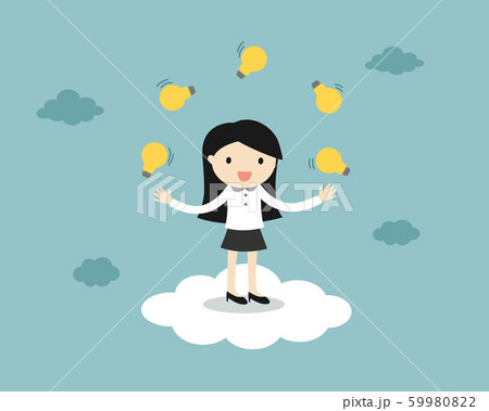 Business concept, business woman juggling many Business concept, business woman juggling many 59980822
