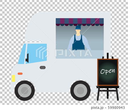 移動販売車のイラスト カフェ ベーカリー 軽食屋のイメージイラスト モブ人物のイラスト素材 59980943 Pixta