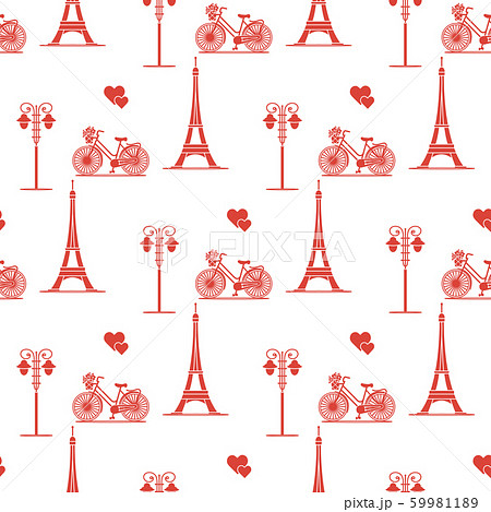 Paris Seamless pattern. Symbols and landmarks. Paris Seamless pattern. Symbols and landmarks. 59981189