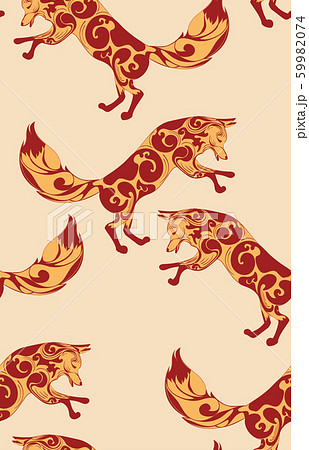 Ornamental fox jumping design 59982074