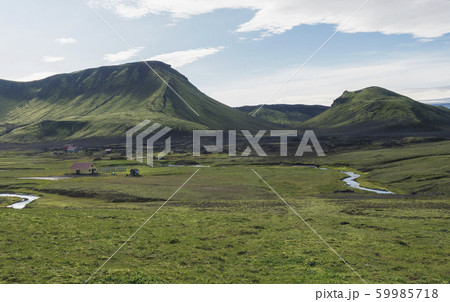 view on Hvanngil mountain hut and camp site with 59985718