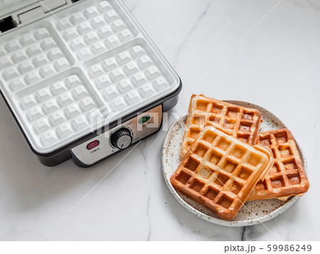 Breakfast belgian waffles and electric waffle maker 59986249